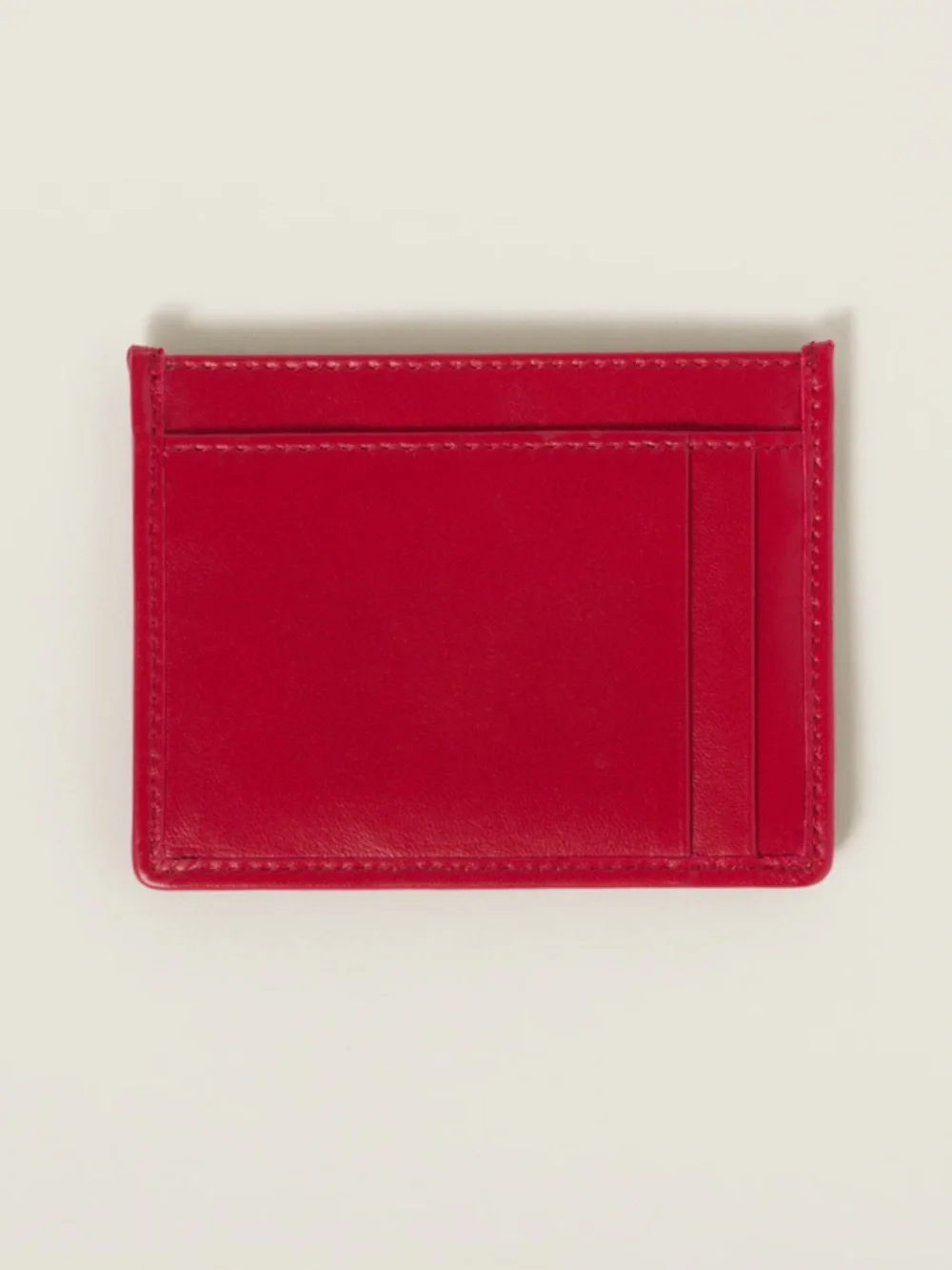 Miu Miu Red Matelassé Leather Card Holder with Gold